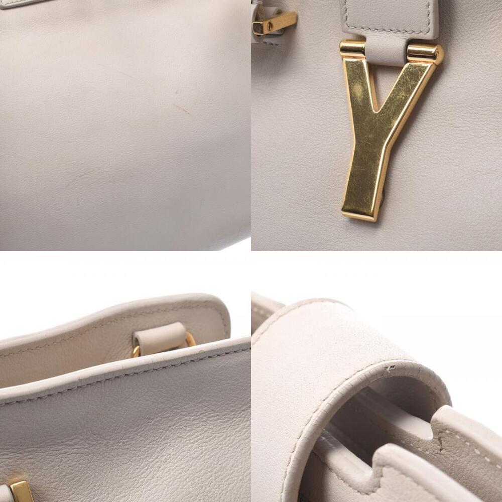 SAINT LAURENT Cabas Ivory White Leather Handbag - Picture 10 of 11